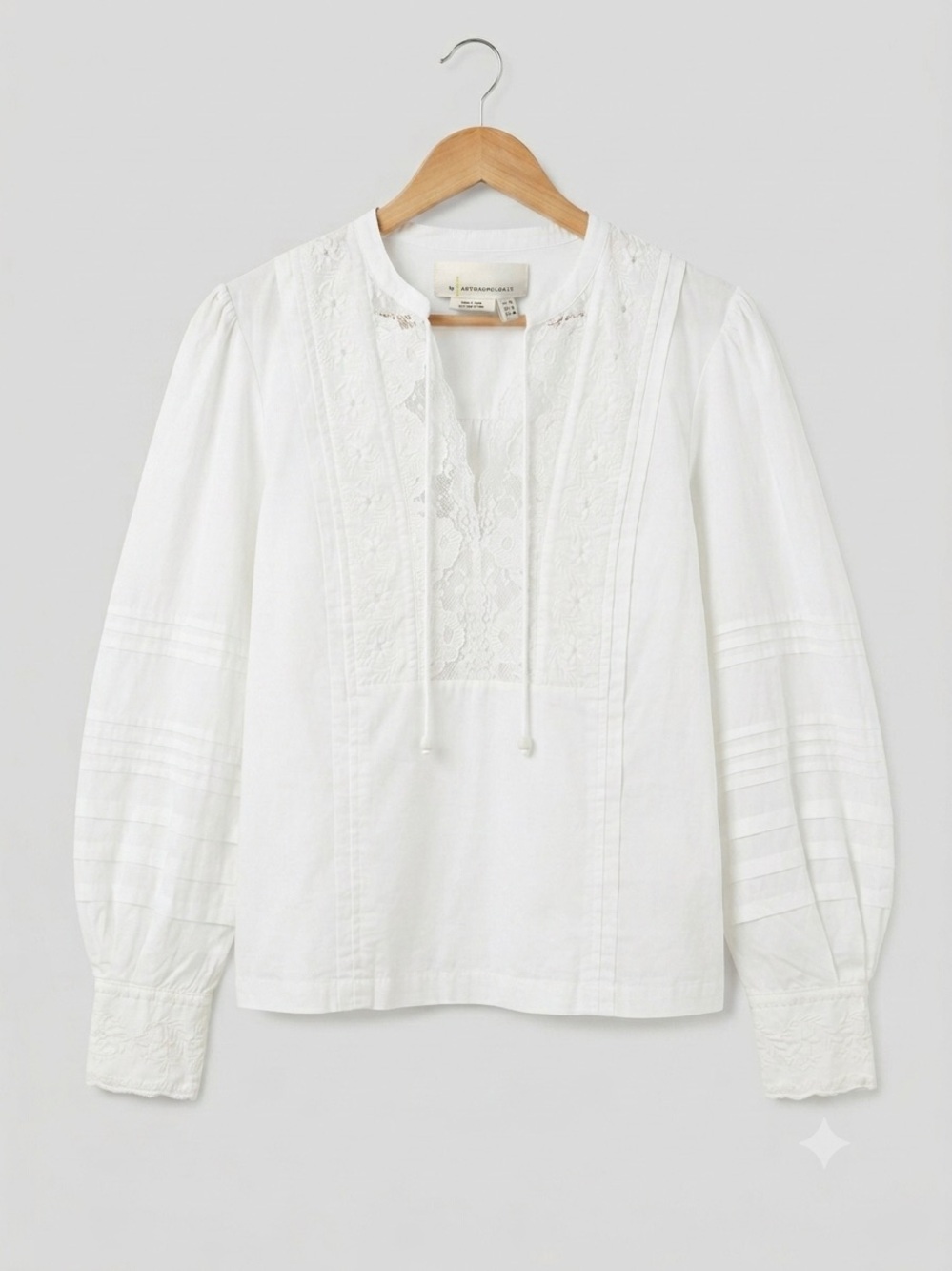 Anthropologie Delilah Peated Lace Peasant Blouse